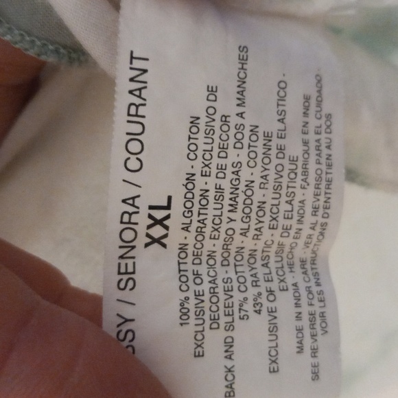 Vintage America green/white  tie dye blouse, size XXL,  Vneck,embroider detail - Picture 6 of 7